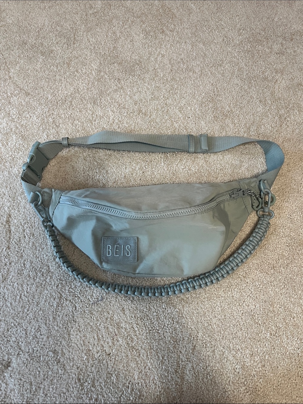 BEIS Sage Green Belt Pack with Braided Handle